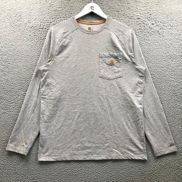 Carhartt 100393 Force Delmont Long Sleeve T-Shirt Mens Medium Relaxed Fit Gray - Picture 1 of 11